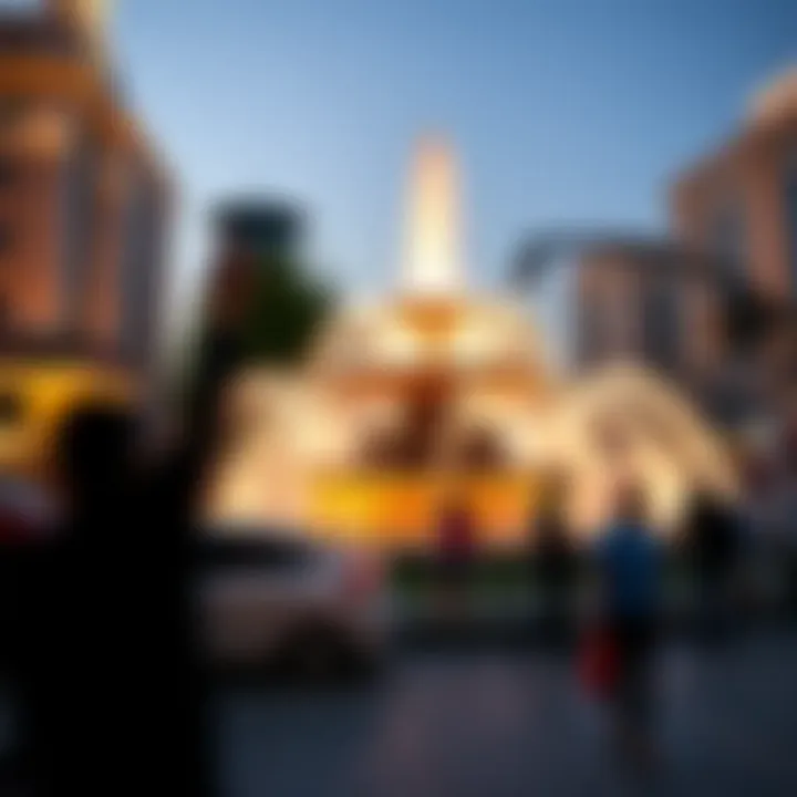 Vibrant atmosphere around the Dubai Fountain area