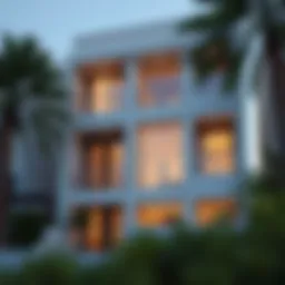 Exterior view of the Karama studio flat showcasing its modern architecture