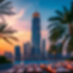 Stunning view of the Oberoi Tower at sunset