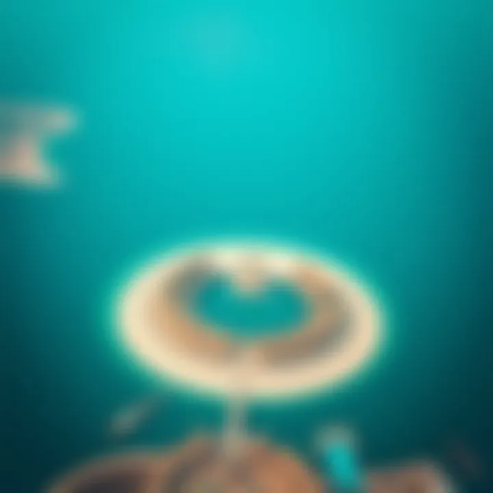 Aerial view showcasing the unique crescent shape of Palm Island.