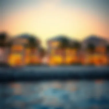 Luxurious villas lining the shoreline of Palm Island.