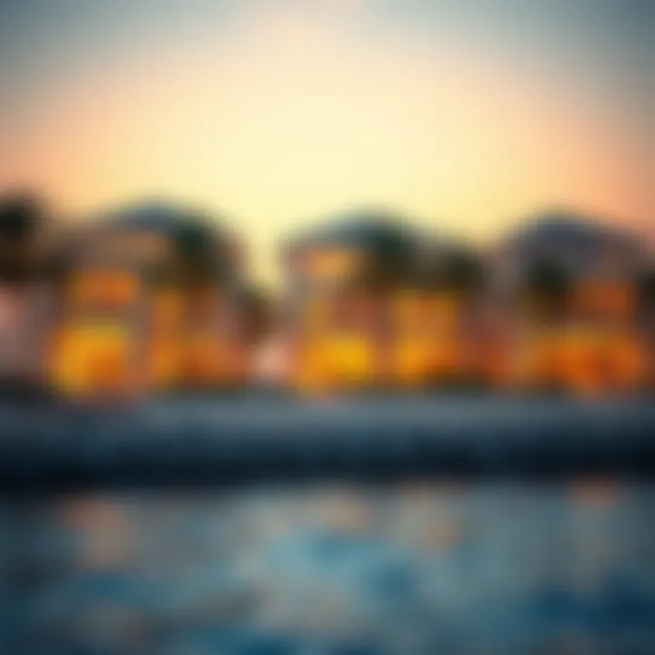 Luxurious villas lining the shoreline of Palm Island.