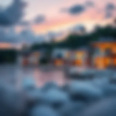 Luxury Living by the Shore Luxurious beachfront properties lining the shore, exemplifying high-end living near Pointe Beach