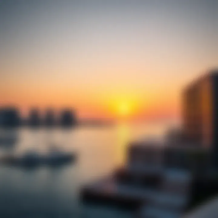 Stunning sunset over The Pointe, highlighting its beautiful waterfront and vibrant atmosphere