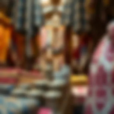 Textile Treasures in Dubai Souks Intricately designed textiles and fabrics available in the marketplace