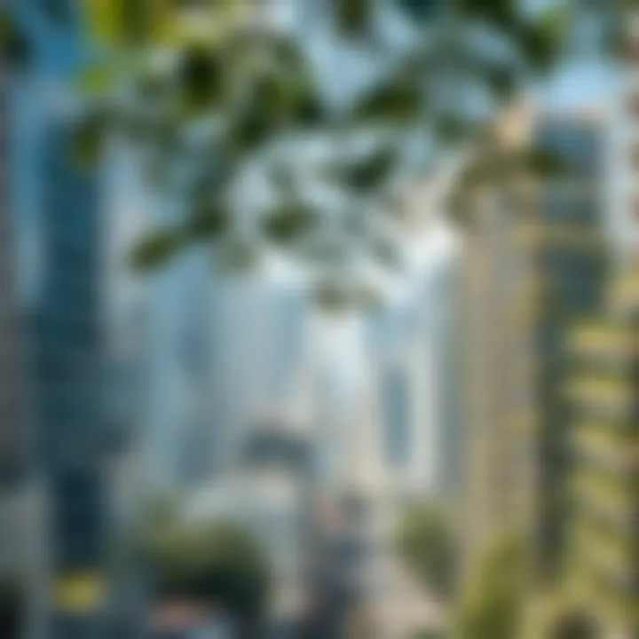 Integration of Nature in Urban Environments Green spaces integrated within a bustling metropolis