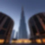 Stunning view of Zabeel Tower from a low angle showcasing its unique architectural design