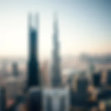 Panoramic View of Zabeel Tower and Dubai Skyline Panoramic view of Zabeel Tower surrounded by other iconic structures in Dubai