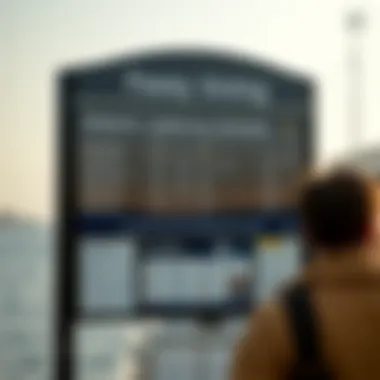 Schedule board displaying ferry timings