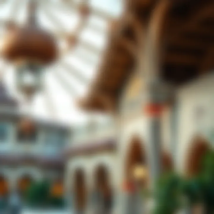 Architectural details of a pavilion representing a specific country.