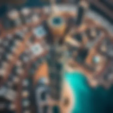 Aerial Perspective of Gulf Pearl Tower Aerial view showcasing the Gulf Pearl Tower's impact on Dubai's real estate
