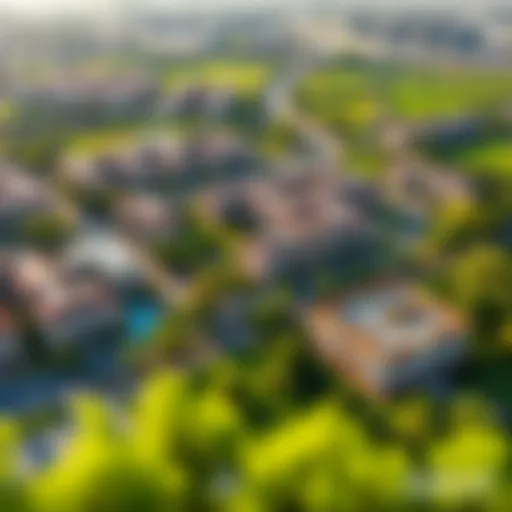 Aerial view of Hamdan Colony showcasing residential properties and green spaces
