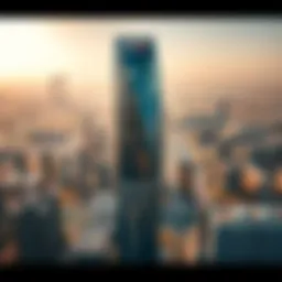 Aerial view showcasing the HSBC Tower amid Dubai's skyline