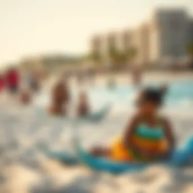 Vibrant beach activities at Hudayriat Island Beach with families enjoying the sun