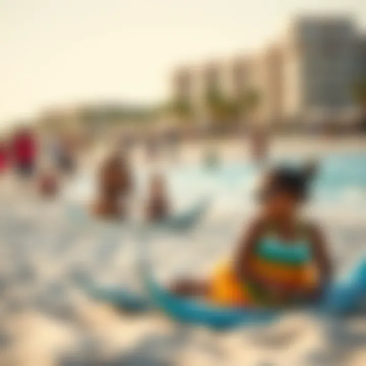 Vibrant beach activities at Hudayriat Island Beach with families enjoying the sun