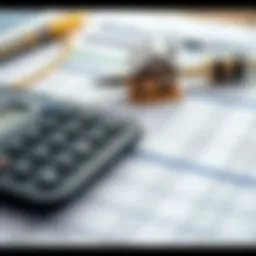 A close-up view of a calculator and financial documents showcasing salary calculations for home loans.
