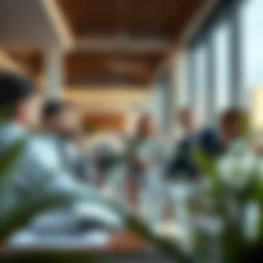 Business professionals discussing real estate investment opportunities