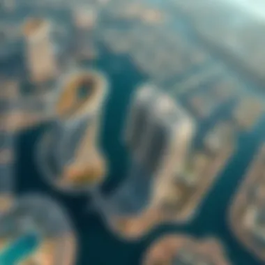 Aerial Perspective of One Canal Dubai's Architectural Brilliance Stunning aerial view of One Canal Dubai showcasing its unique architecture
