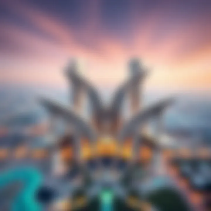 Stunning aerial view of One Zabeel showcasing its unique architectural design