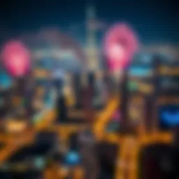 Spectacular aerial view of Dubai's skyline illuminated by fireworks