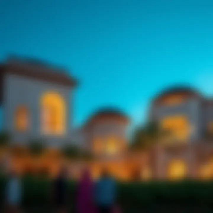 Architectural detail of luxury homes on Palm Jumeirah, emphasizing design and elegance