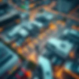 Aerial view of Dubai parking lots