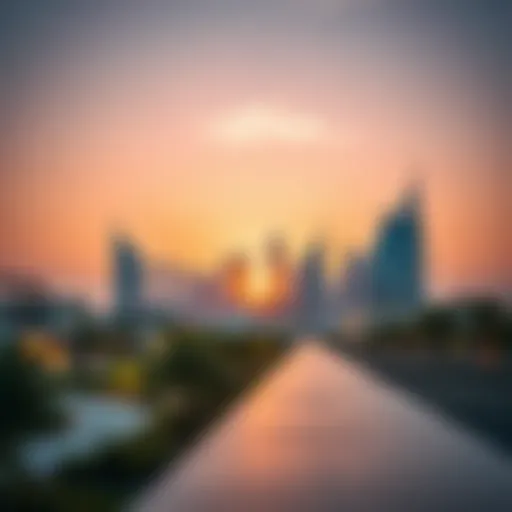 Breathtaking skyline view of Roda Amwaj at sunset