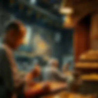 Local Artisans Engaged in Traditional Gold Crafting Local artisans working with gold in traditional settings