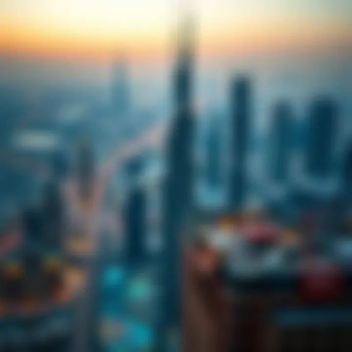 Aerial view of Dubai skyline with studio flats
