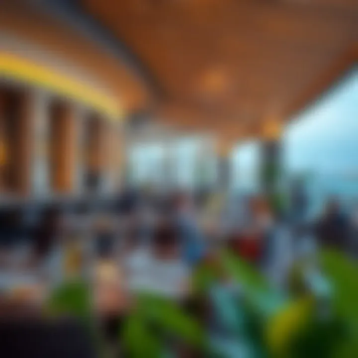 Vibrant dining scene at The Pointe, featuring diverse cuisines and outdoor seating