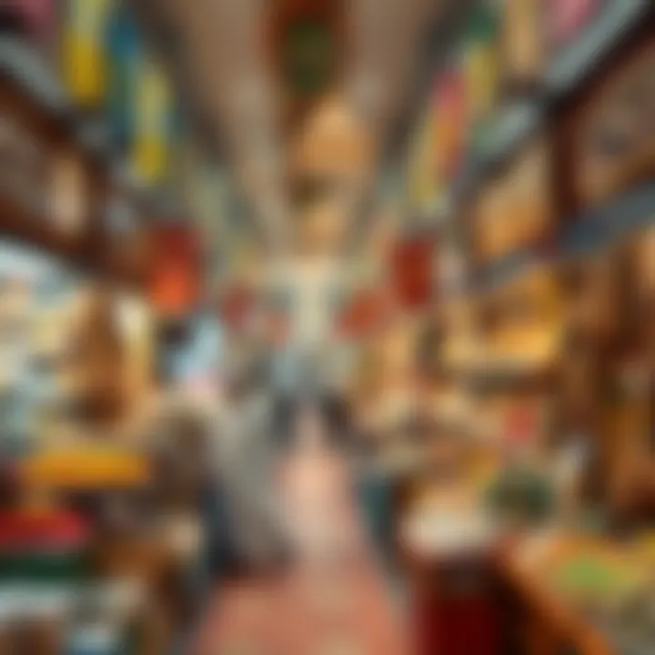 A bustling market scene filled with festive goods during Eid