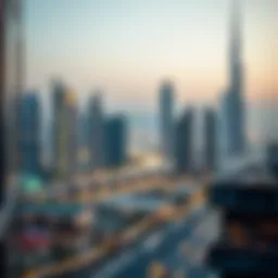 A scenic view of Dubai skyline with modern architecture