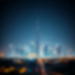Illustration depicting Dubai skyline with real estate icons