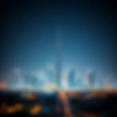 Illustration depicting Dubai skyline with real estate icons