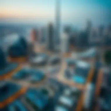 Dubai Skyline and Business Hubs Aerial view of Dubai's skyline with business hubs