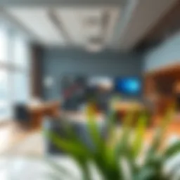 Modern office environment showcasing virtual workspaces