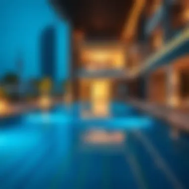 Exclusive amenities at Zada Residence, including a pool and fitness center