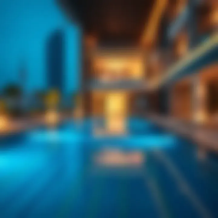 Exclusive amenities at Zada Residence, including a pool and fitness center