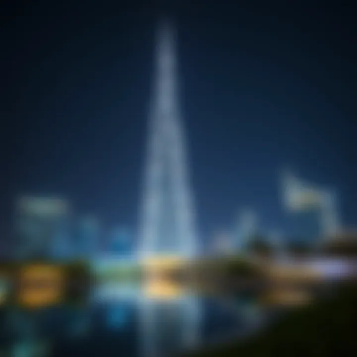 Serenity at Night: Zen Tower in Illumination Zen Tower illuminated at night, reflecting tranquility