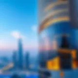 Stunning view of Zen Tower against the Dubai skyline